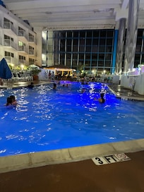 Pool area. Evening.