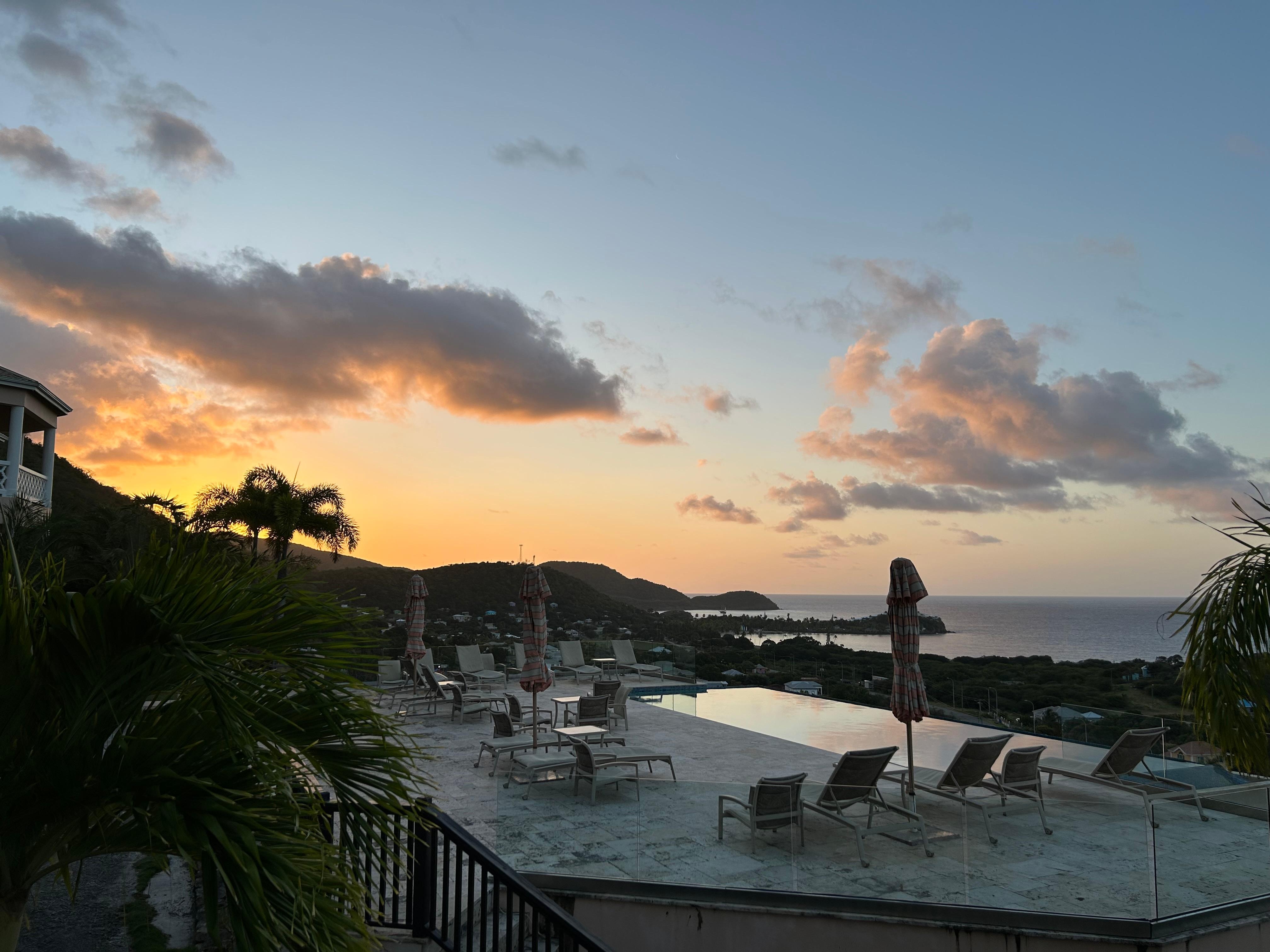 Enchantment from sunrise to sunset to beach below