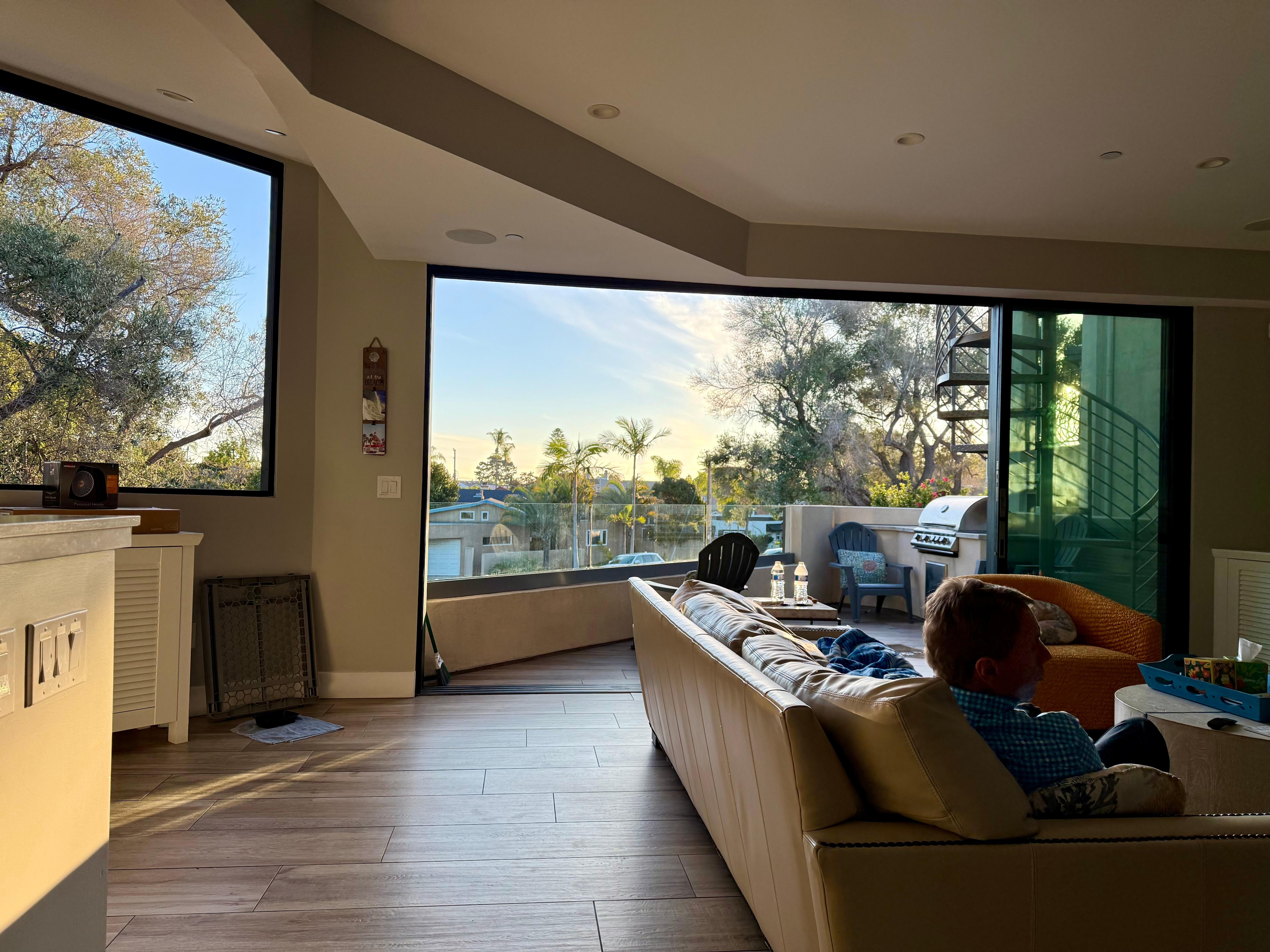 The large sliding glass doors and windows allow you to enjoy the beautiful Coronado weather 