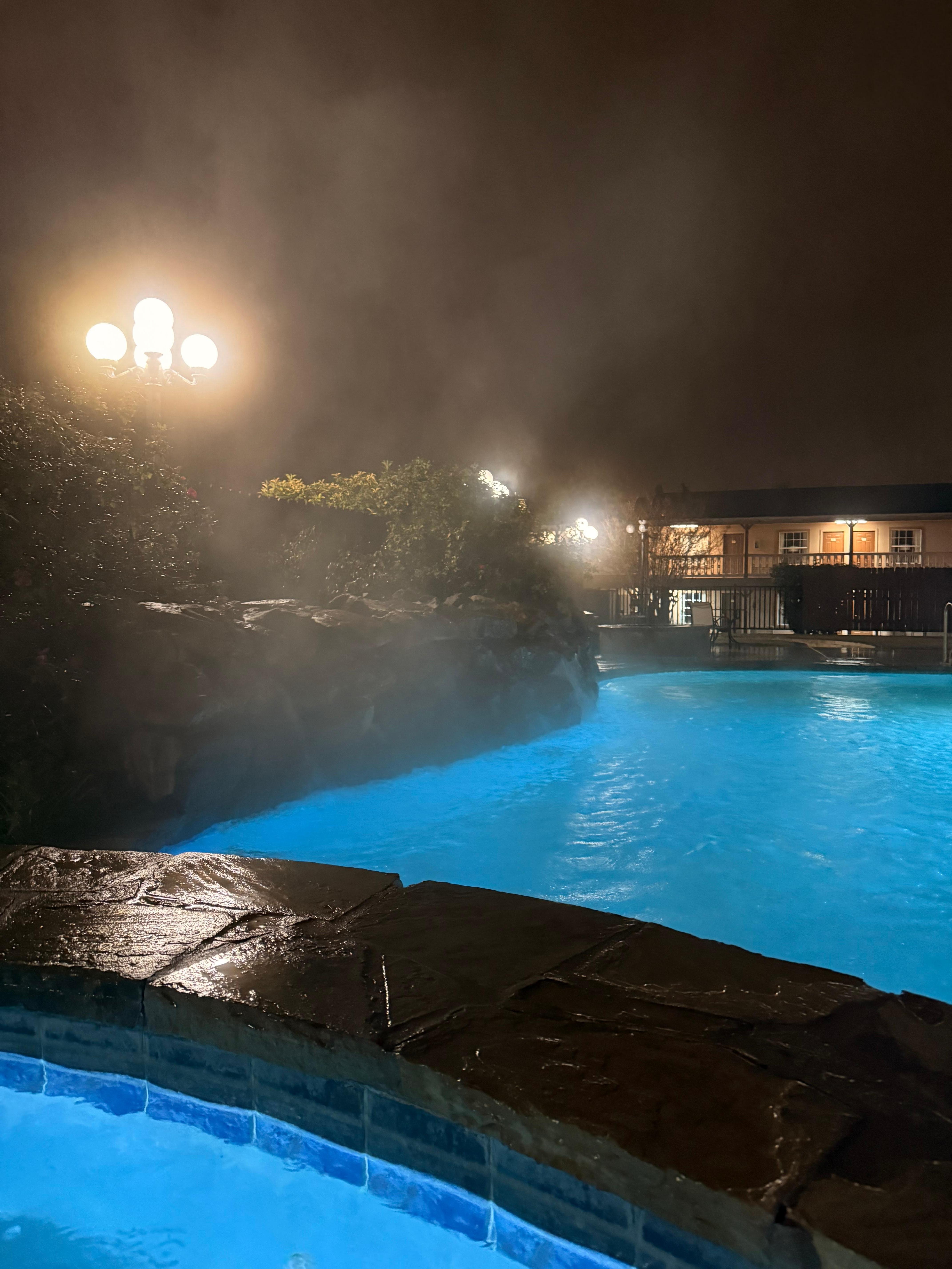 The weather was bad but we enjoyed the hot tub.