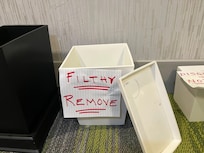 FILTHY TRAY FOR FACECLOTHS AND FILTHY WASTEBASKET!