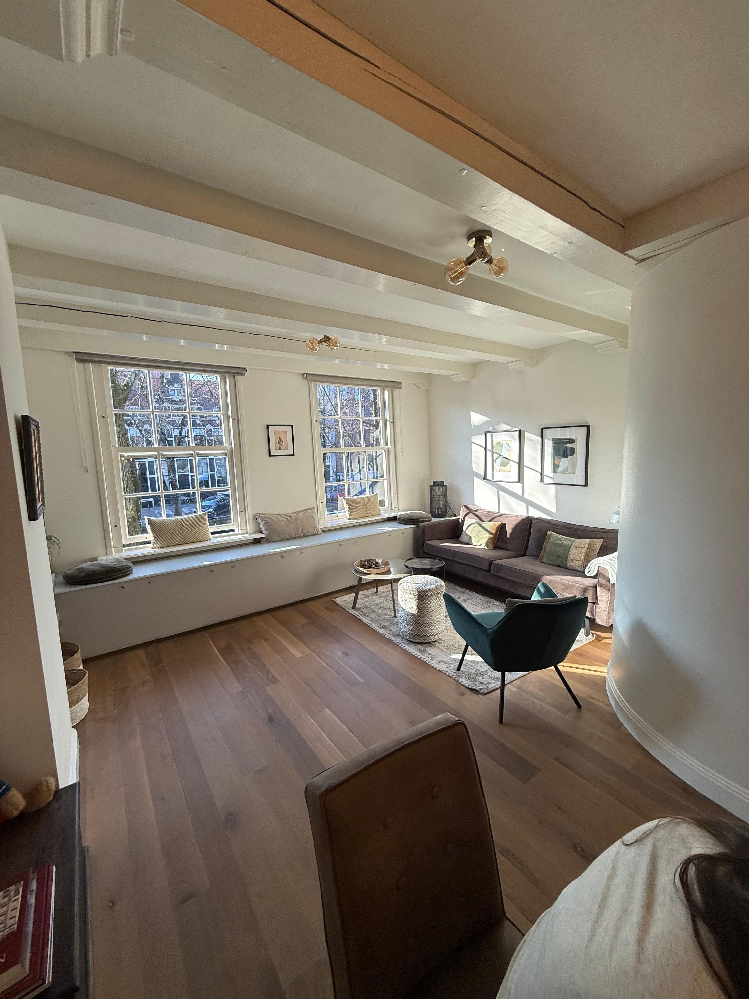 Living area with great light and views of the canal 