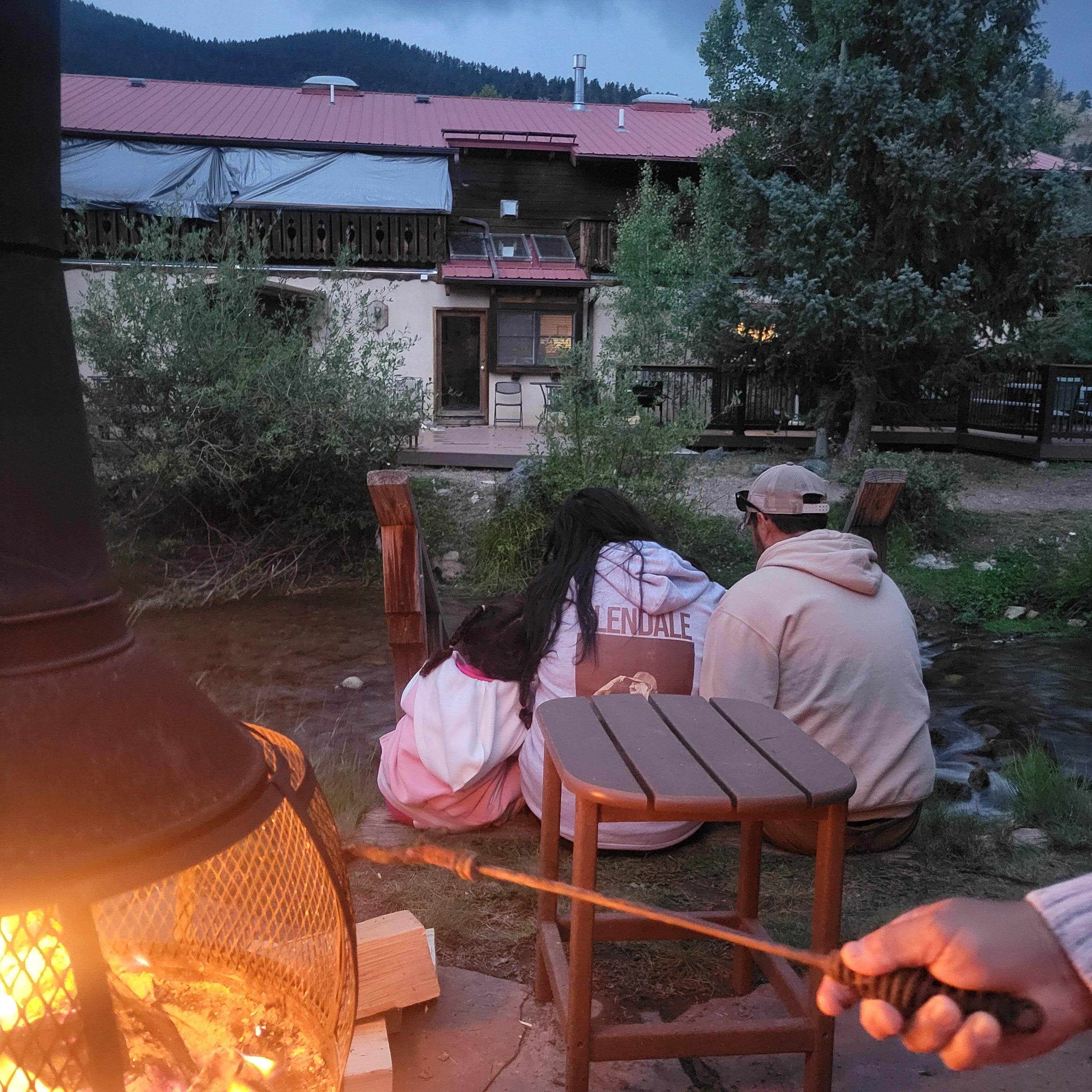 Enjoying a beautiful evening in the back yard.