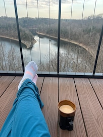 Coffee and relaxing in the peaceful calm of the morning!