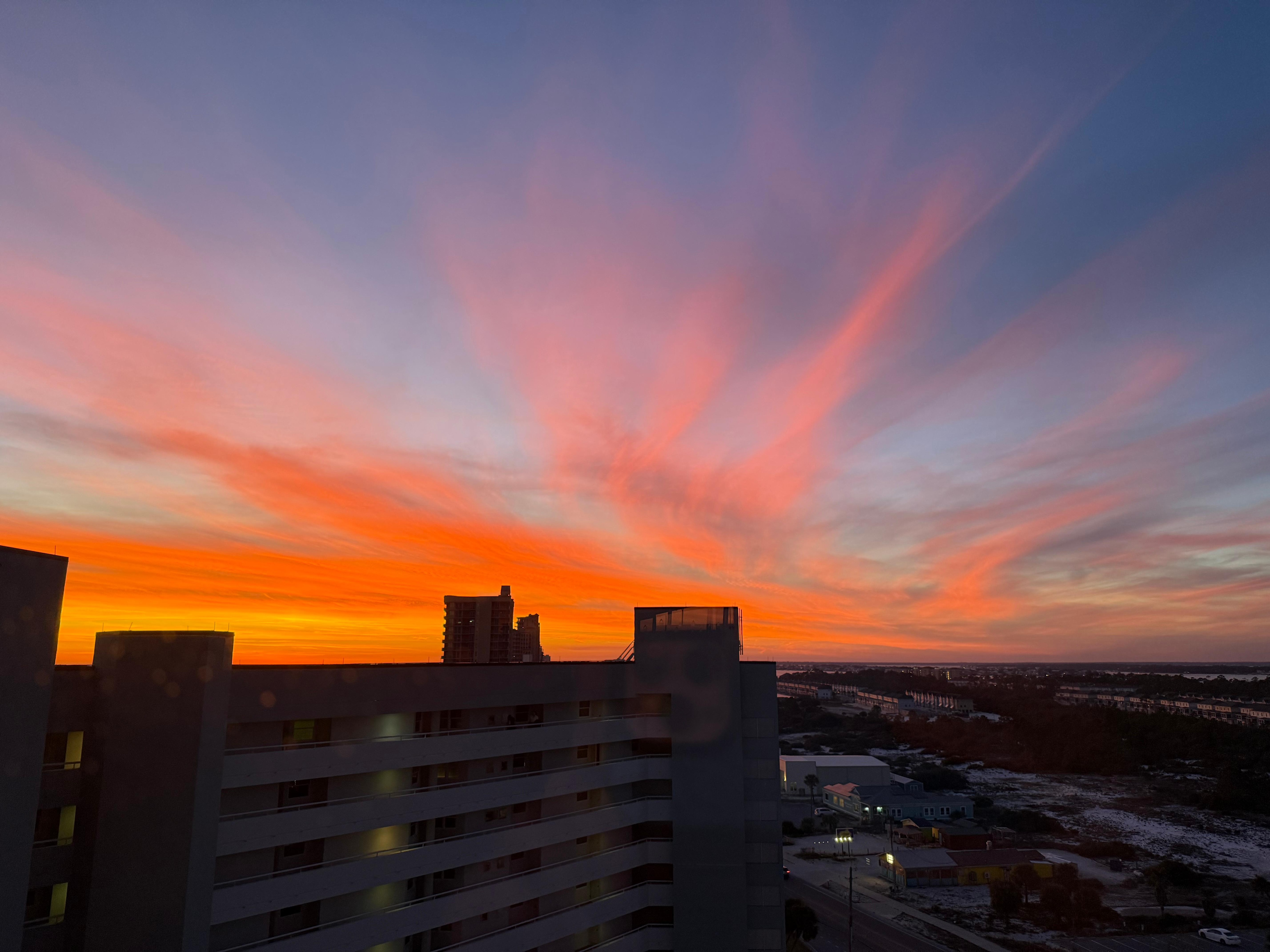 Phenomenal sunset from breakfast nook window