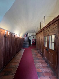 the reception is upstairs. The staff can help you bring your luggage to upstairs.