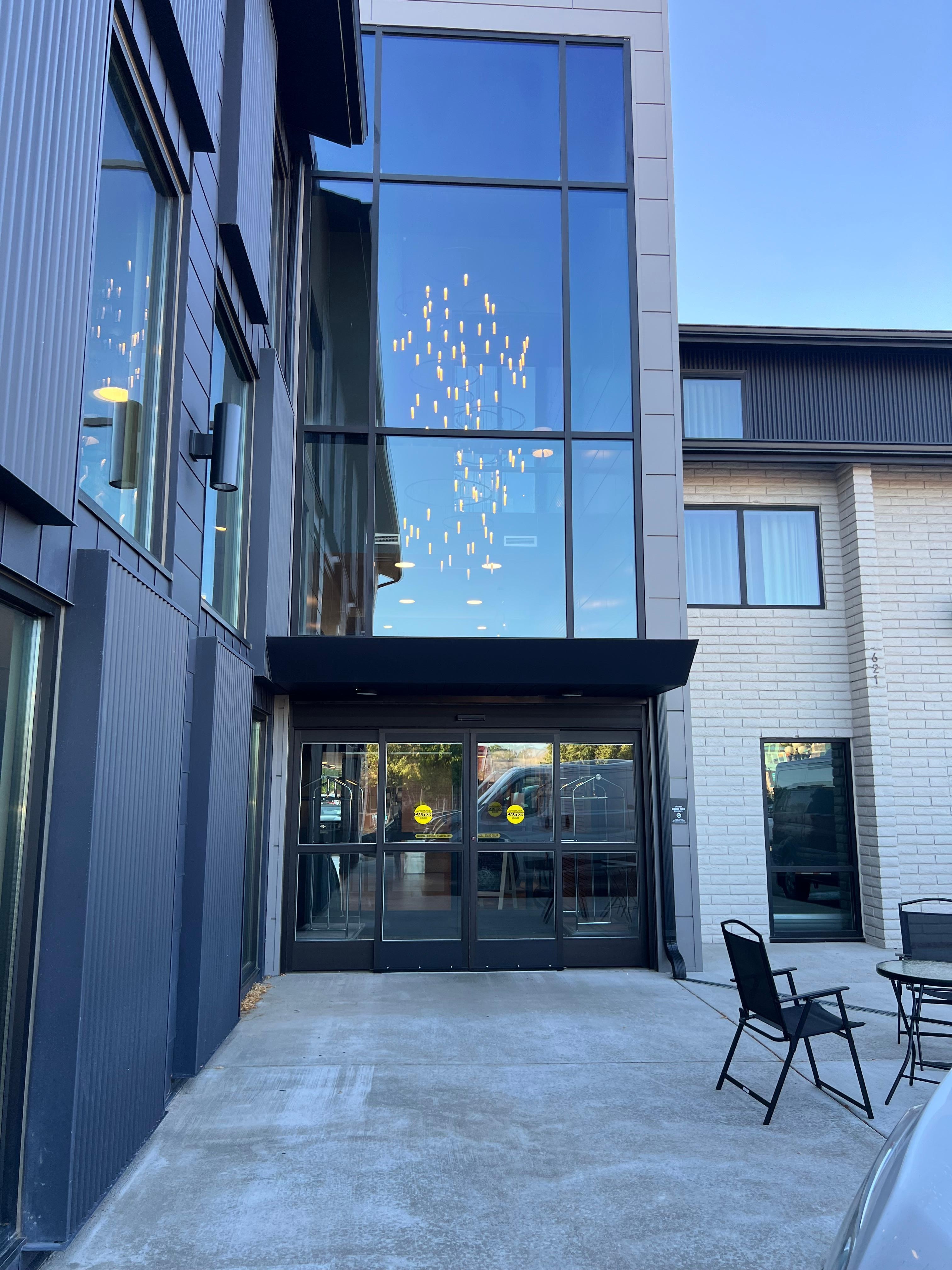 Entrance into lobby from parking lot