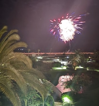 Balcony view of fireworks on the beach on July 4th!