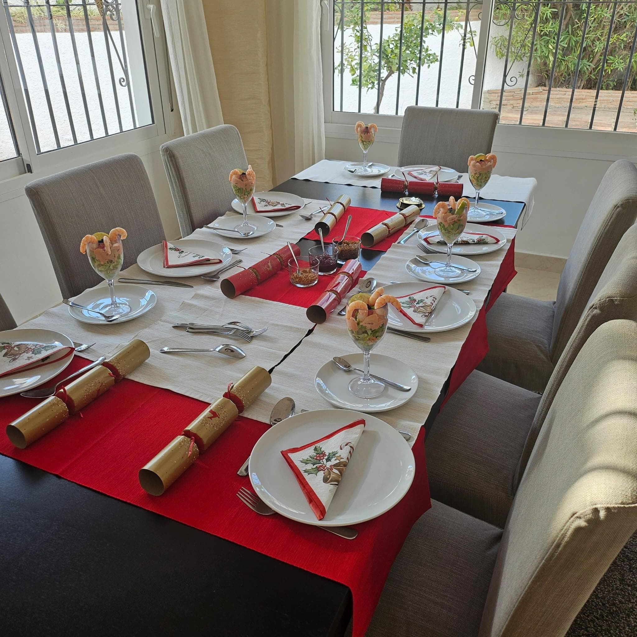 Table set up for Christmas dinner for friends and family. 