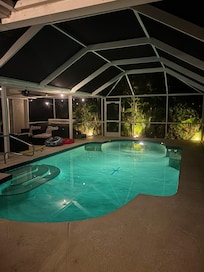 pool area in evening