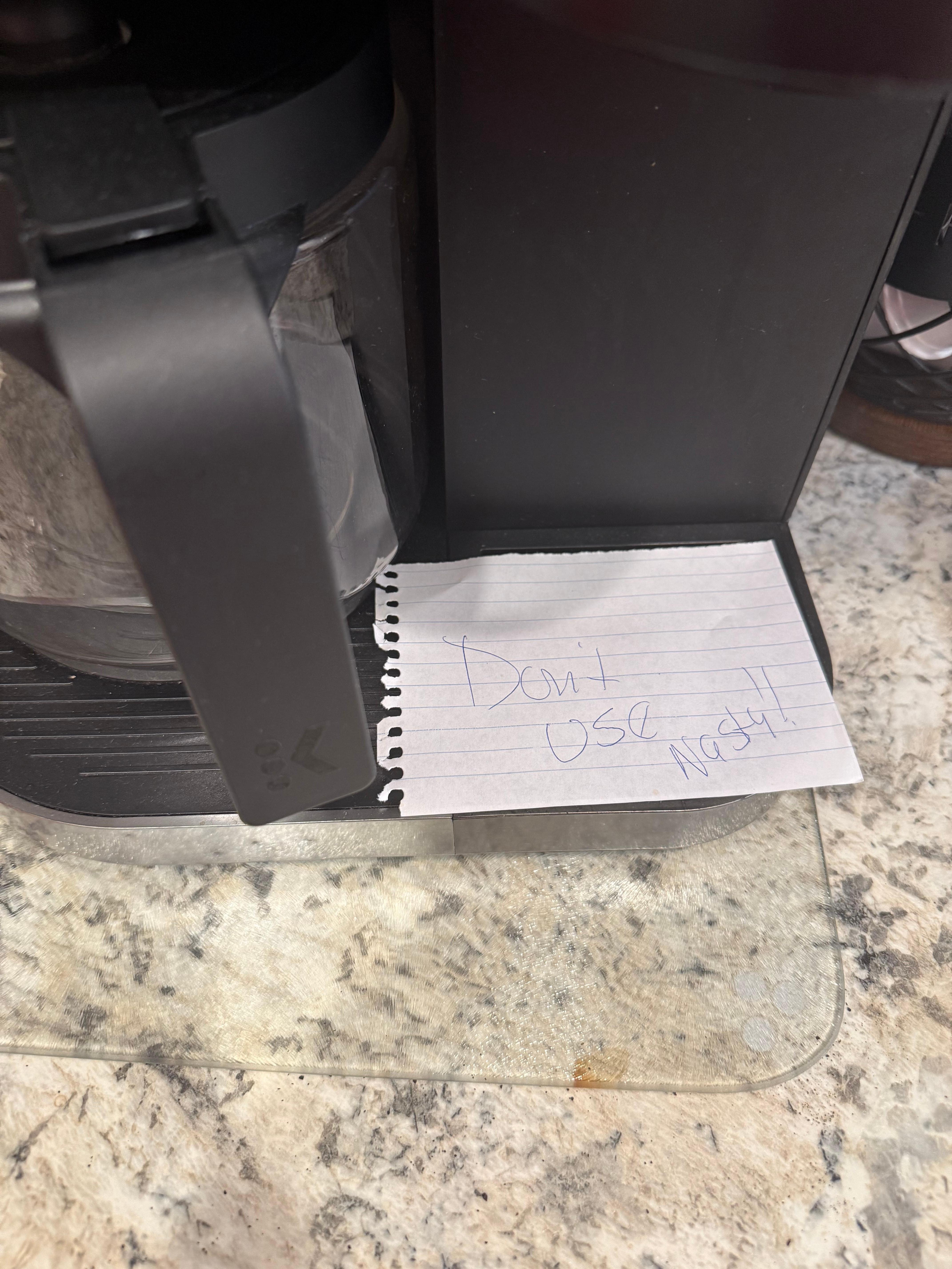 The coffee pot was very nasty. Someone could get sick from using that.