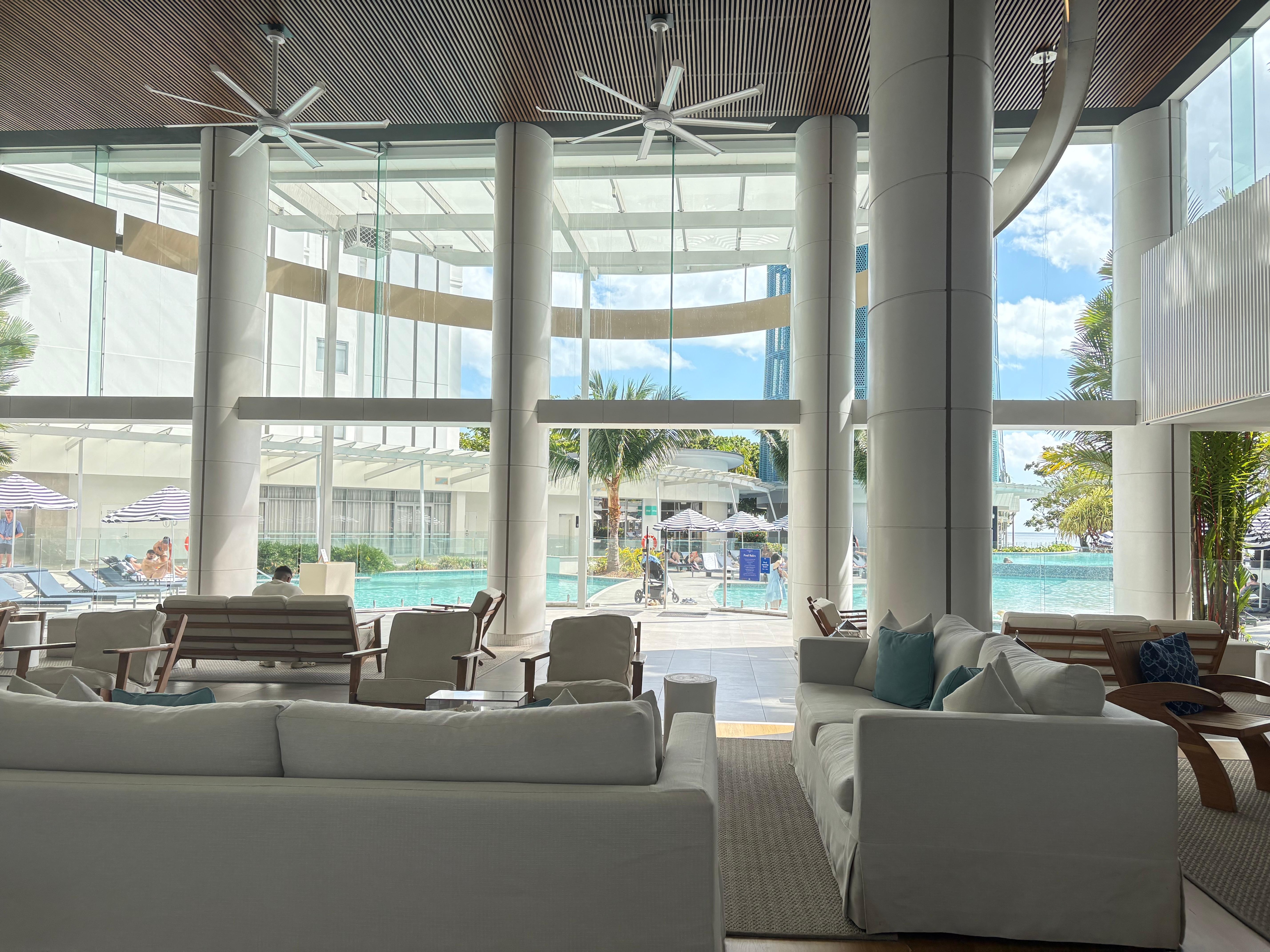 In lobby out to pool