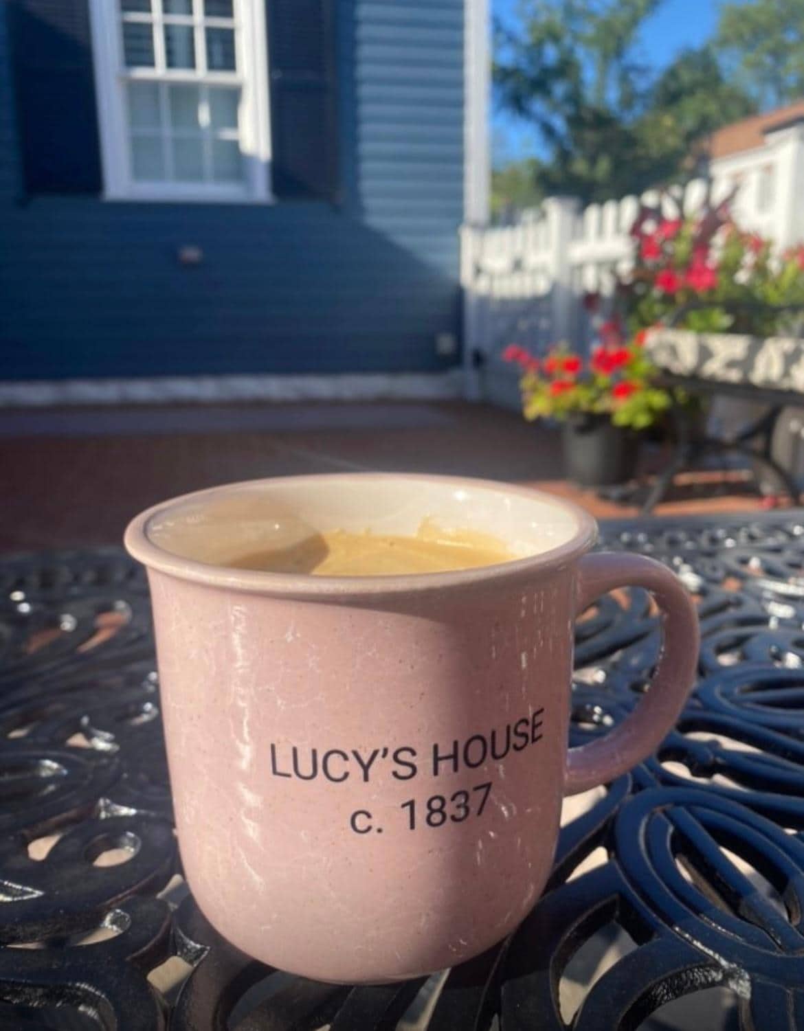Mornings spent drinking coffee from the coffee machine in the house 