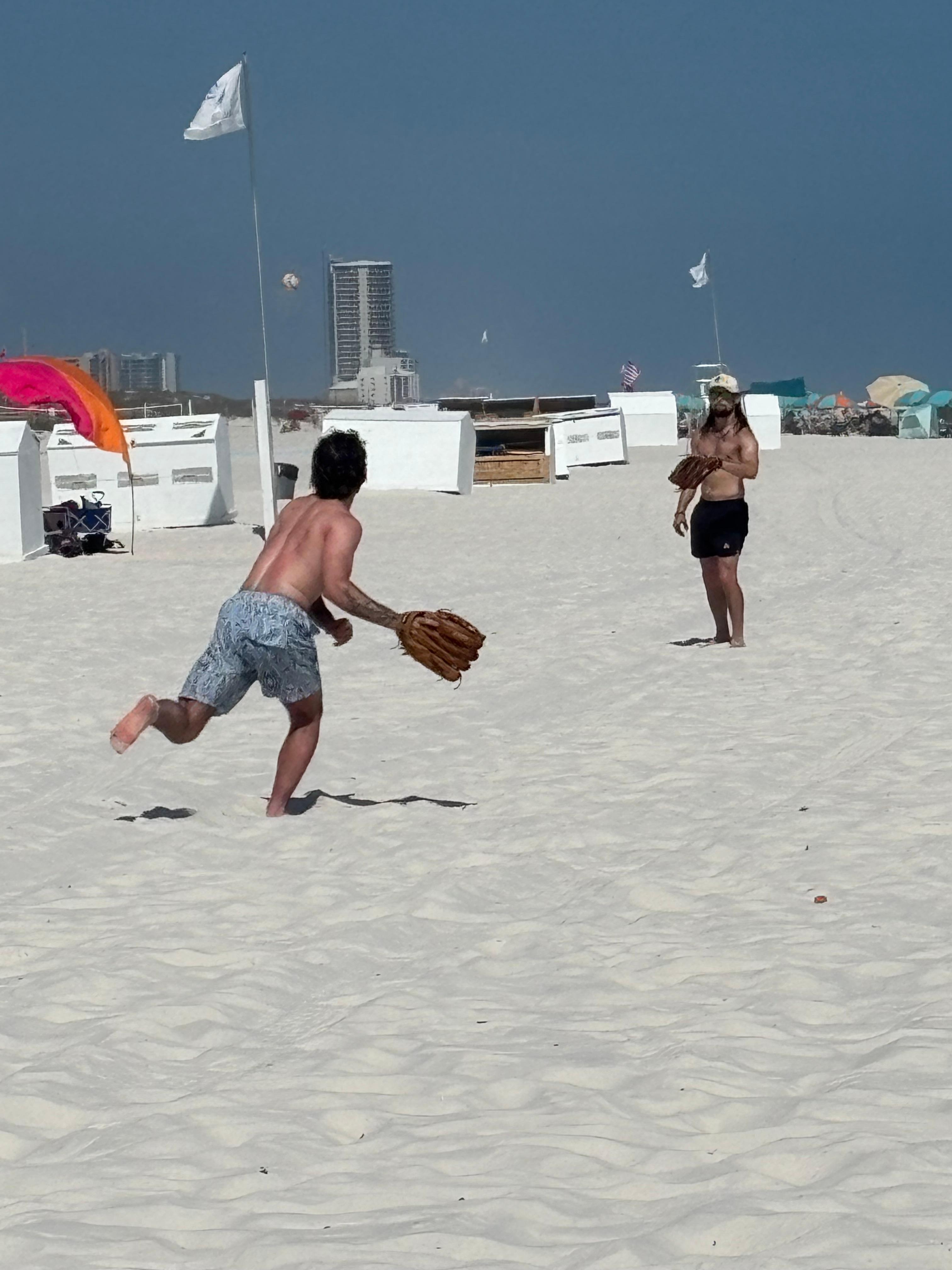 Playing ball on beach!