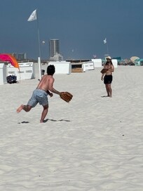Playing ball on beach!