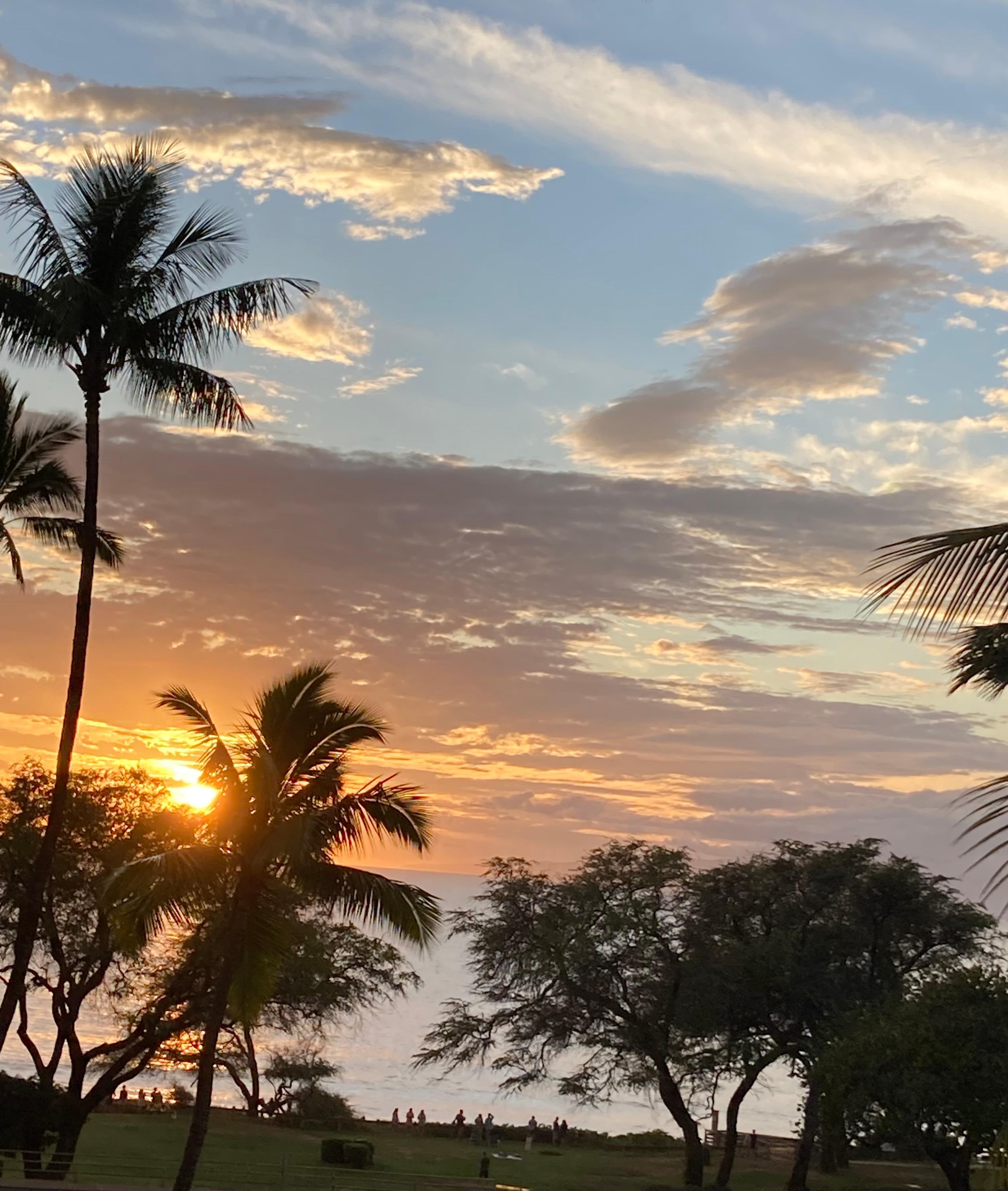 Kam 3 beach park at sunset from lanai