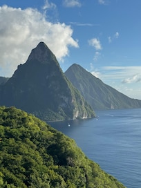Amazing view of the Pitons from poolside