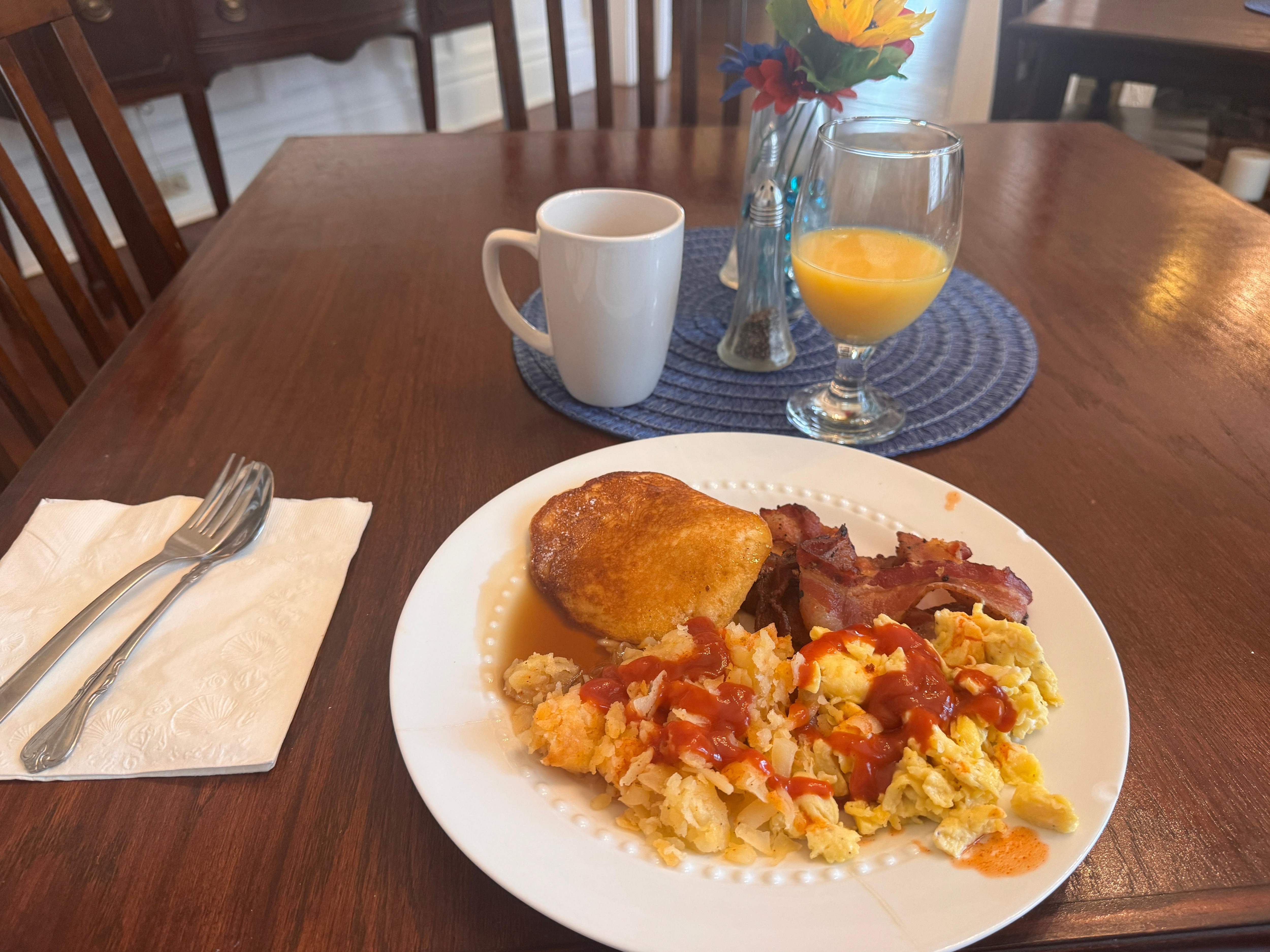 The staff prepare a homemade breakfast daily.