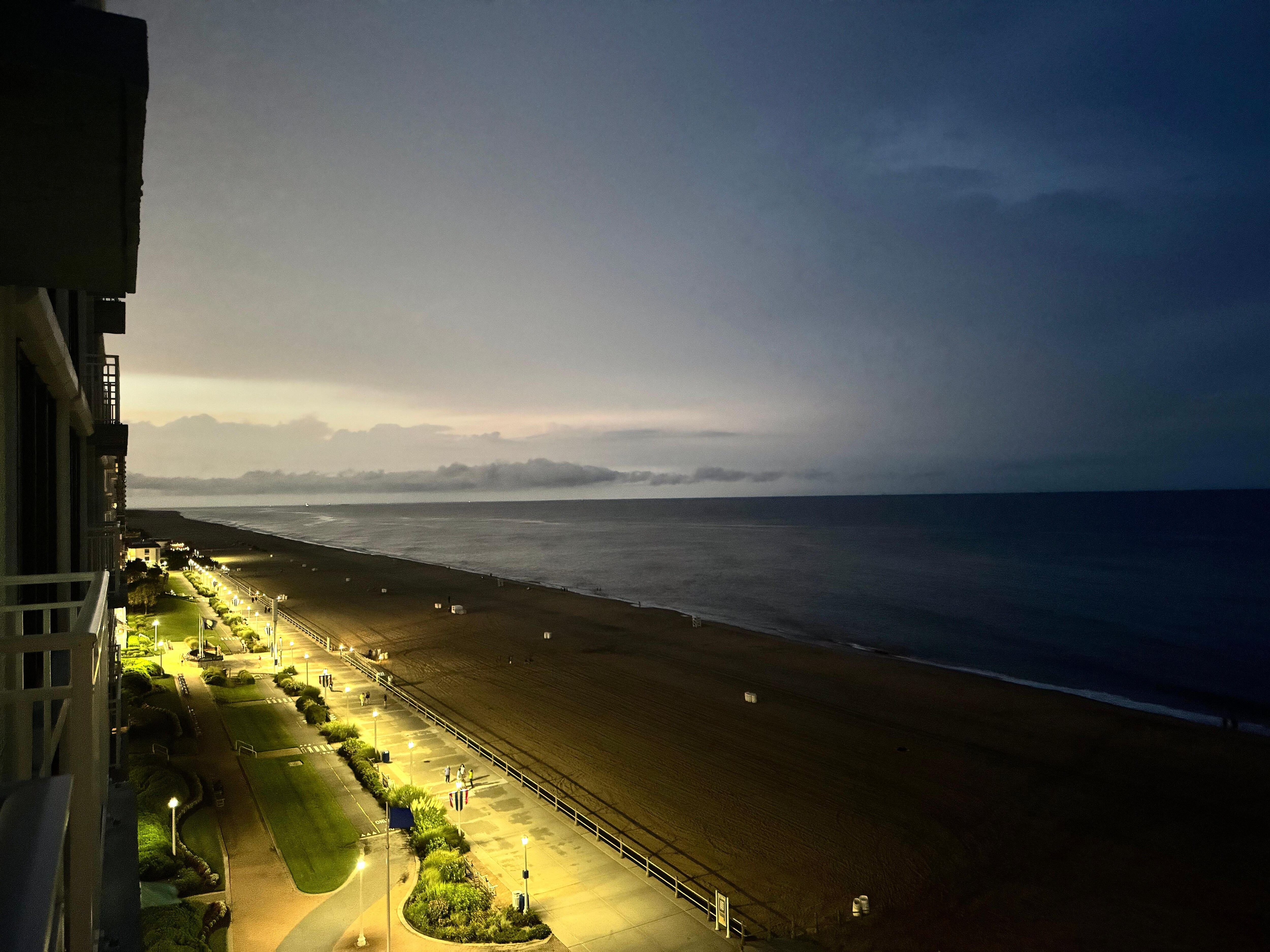 Balcony view at night.