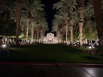 Front entrance with a grapefruit orchard, which we were greeted with several