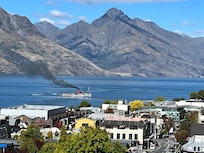 Steamer TSS Earnslaw coming into dock. Recommend the lake cruise and bbq lunch at Walter Peak Farm.