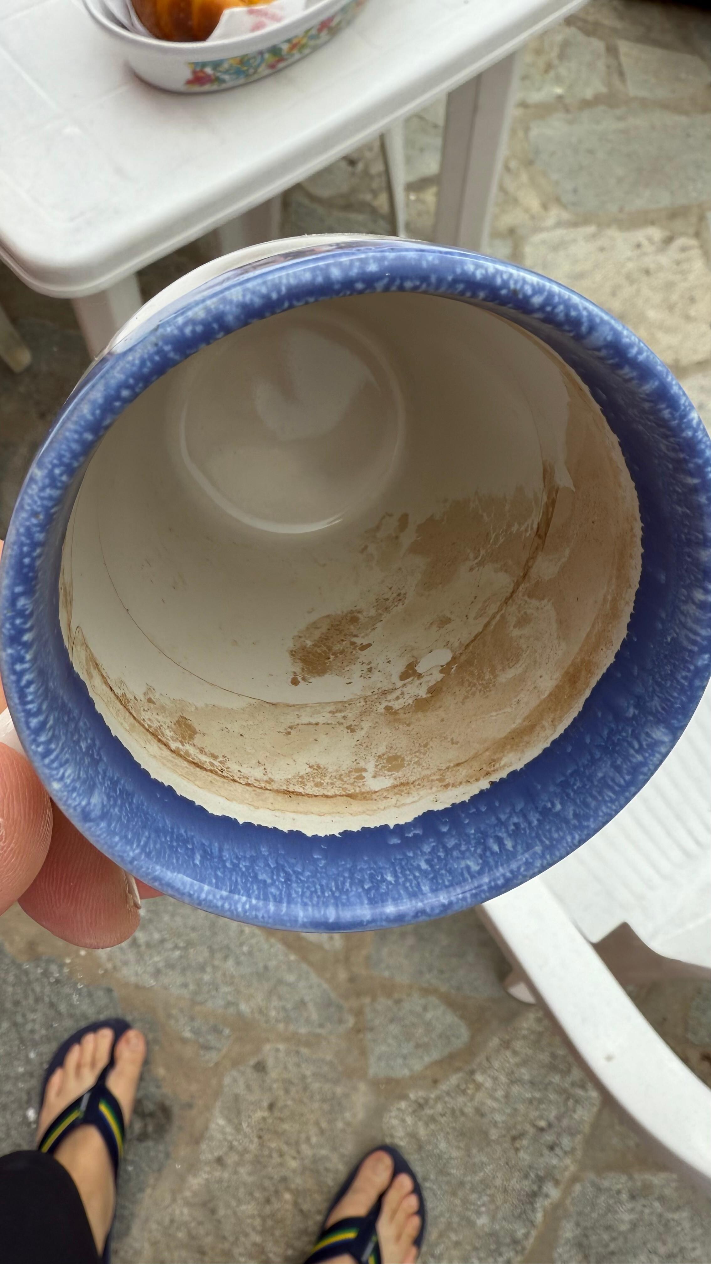 Tazza sporca come trovata in struttura.
