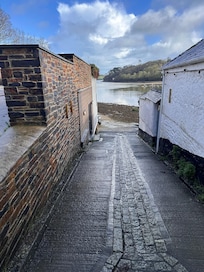 The slipway down to the rooms on the left