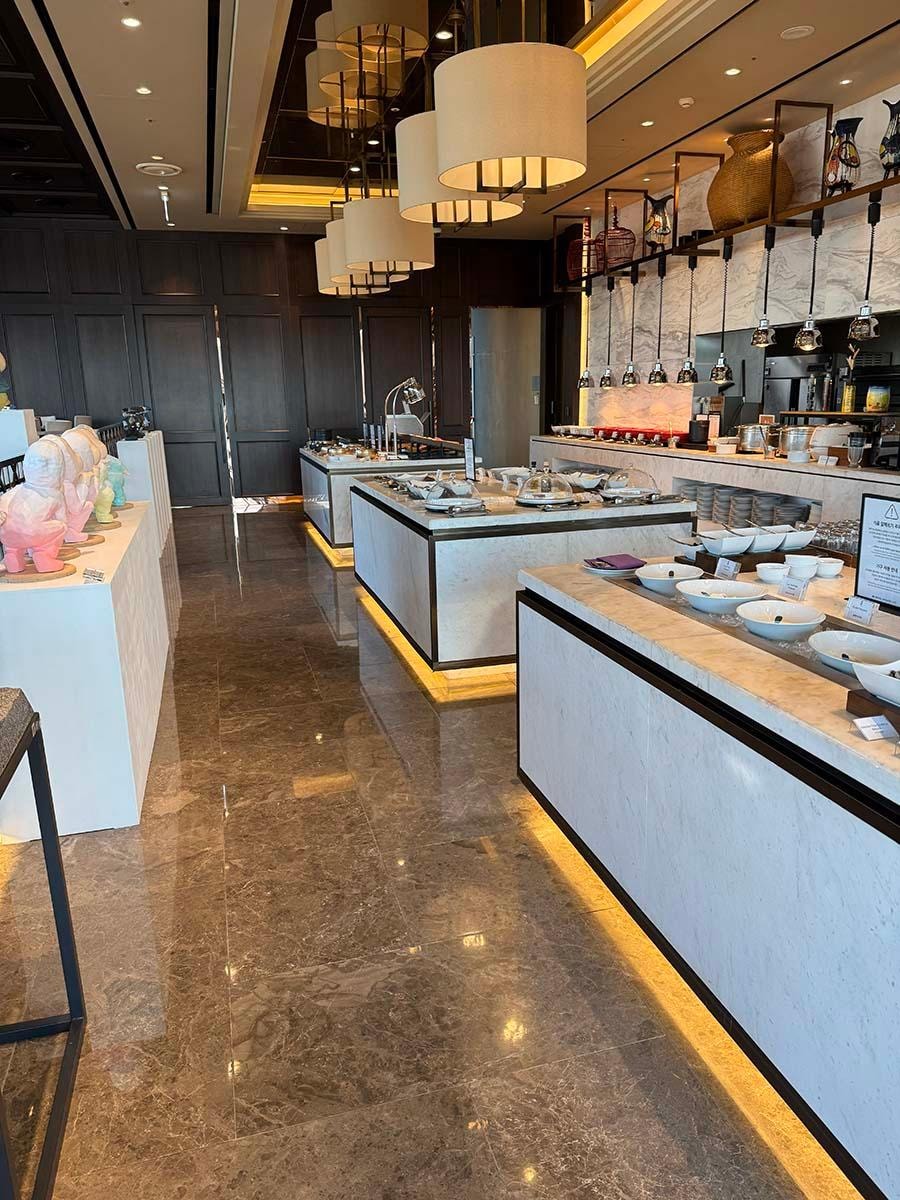 Breakfast buffet area