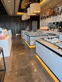 Breakfast buffet area