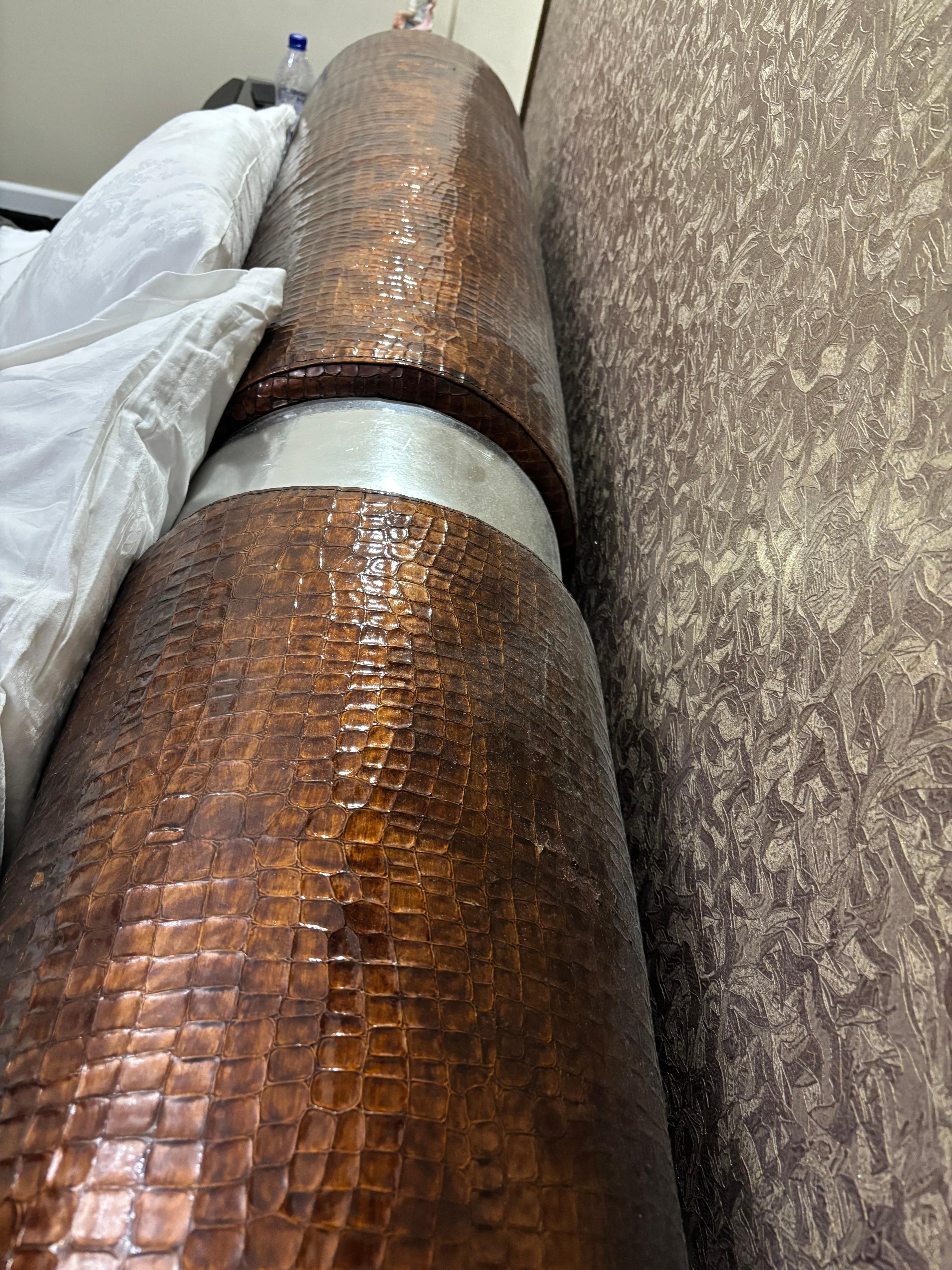 Nasty dirty frame around the bed that I kept hitting my toes