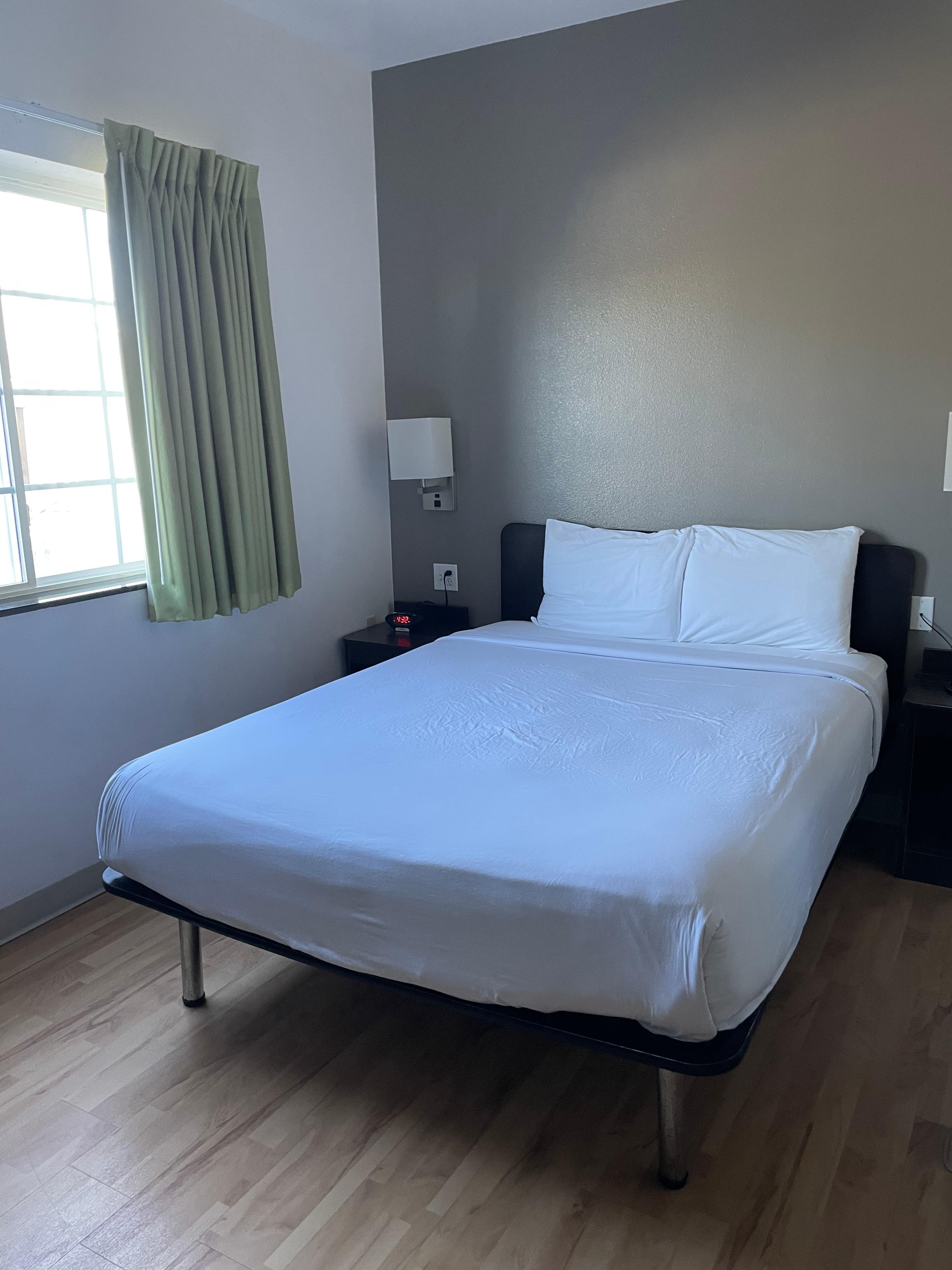 Comfortable bed with clean linens 