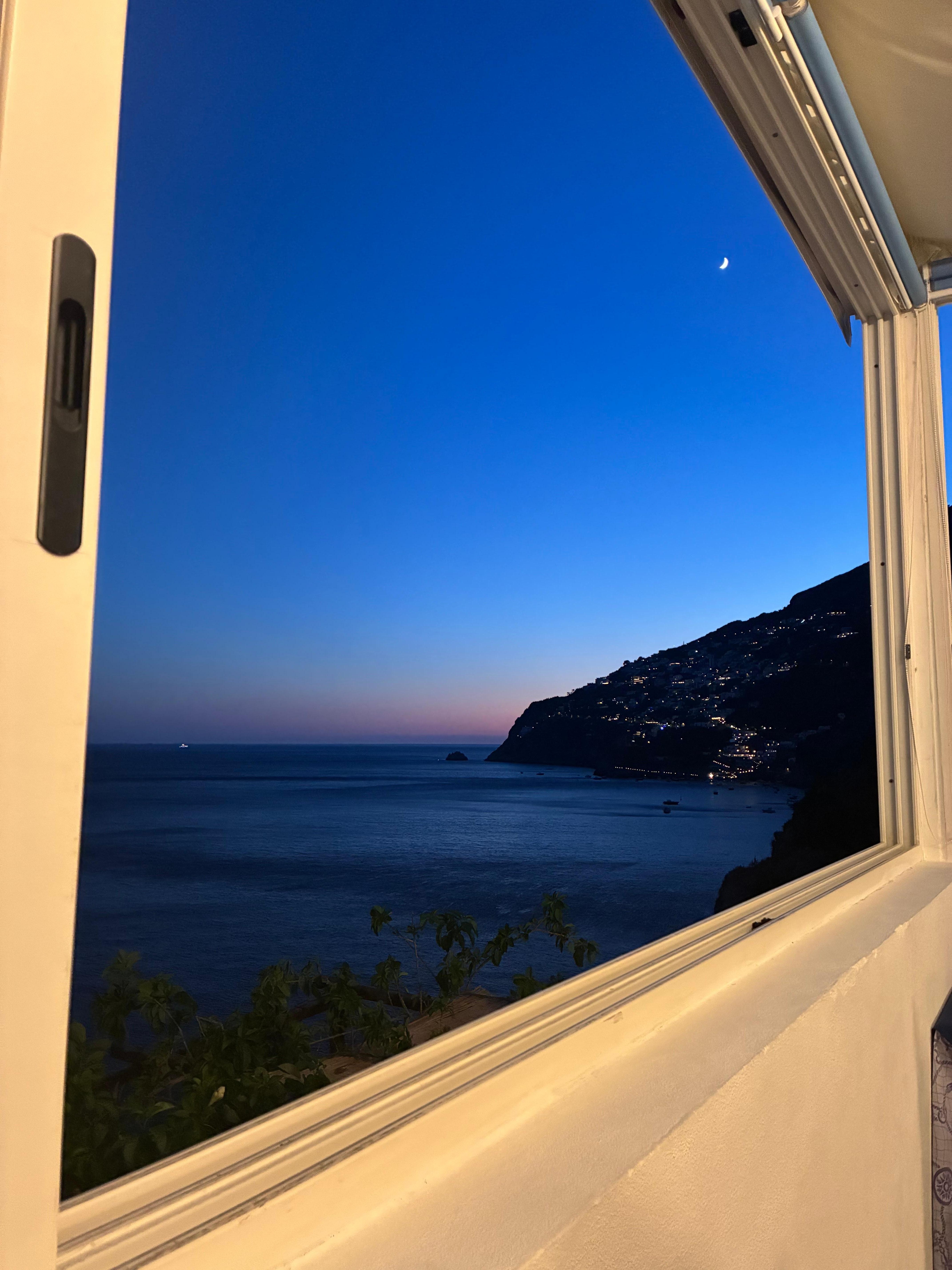 Beautiful view from the dining room at night.