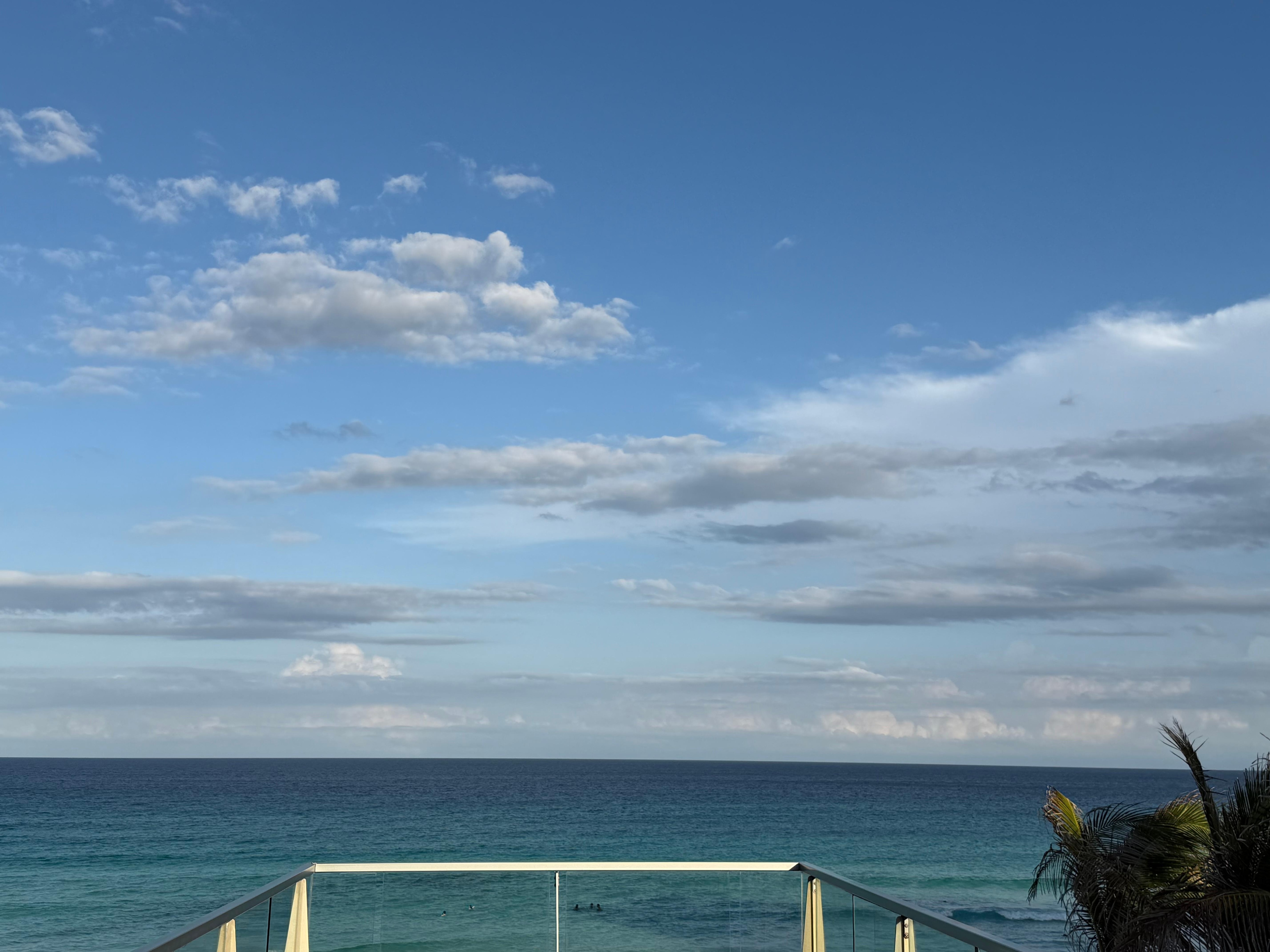 View from the end of a little “overlook” towards the beach, at the main pool level