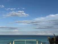 View from the end of a little “overlook” towards the beach, at the main pool level