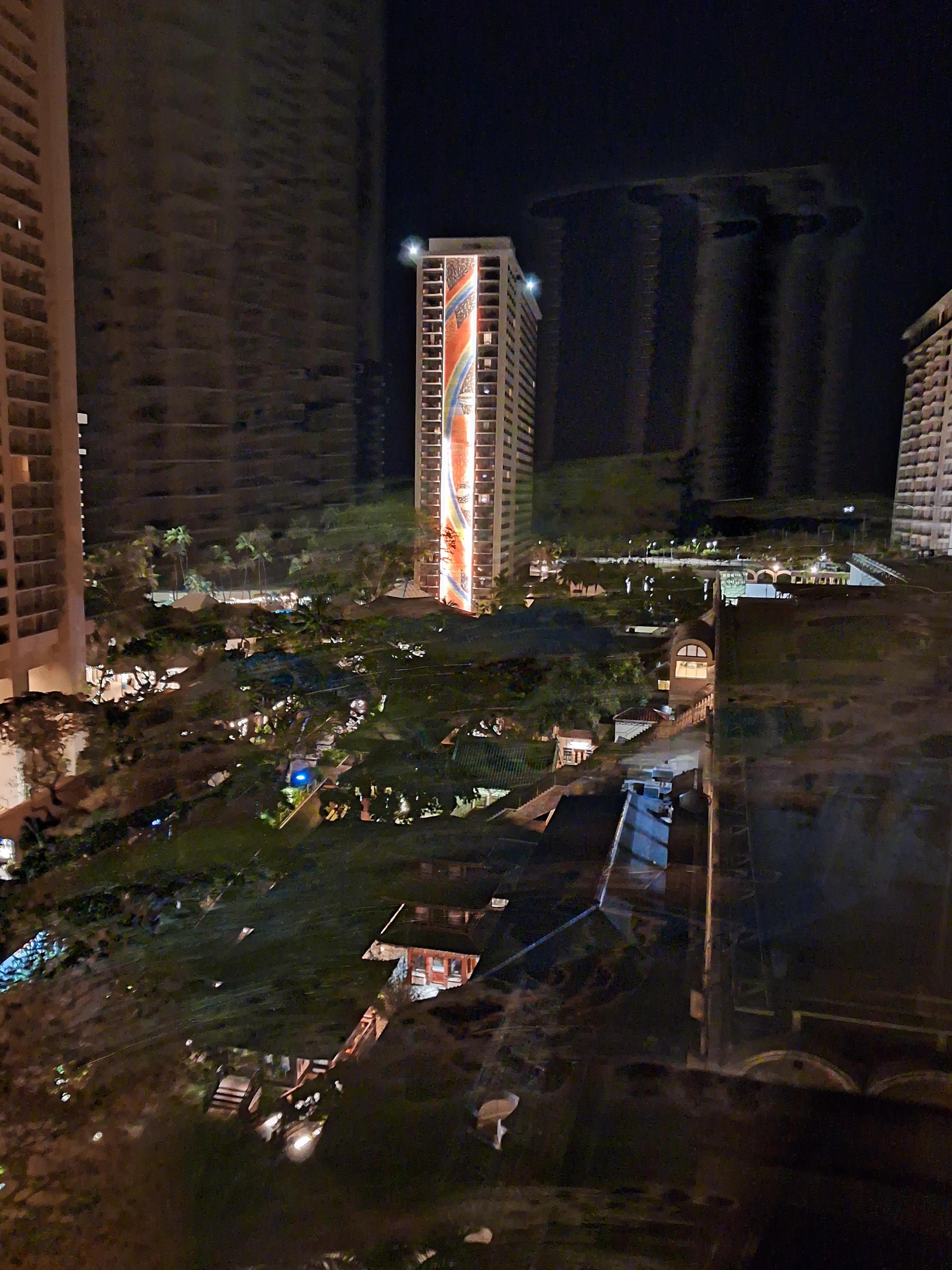 Night view from Kalia Tower Ocean view room