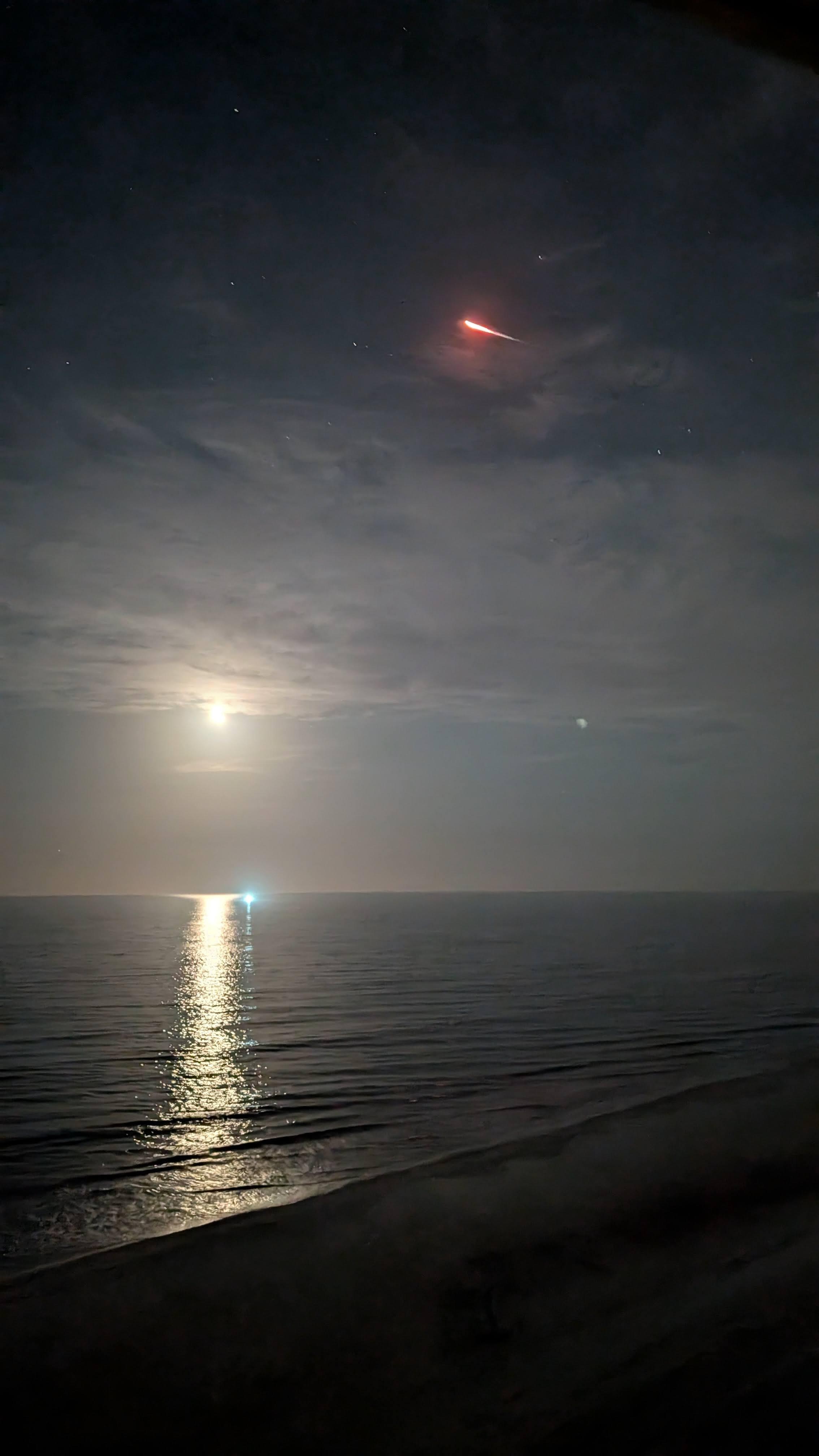 SpaceX climbing about two minutes after launch (you could hear the launch about five minutes after lift-off)