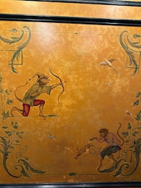 I became obsessed with the adventures of this capuchin monkey hand painted in the elevator.