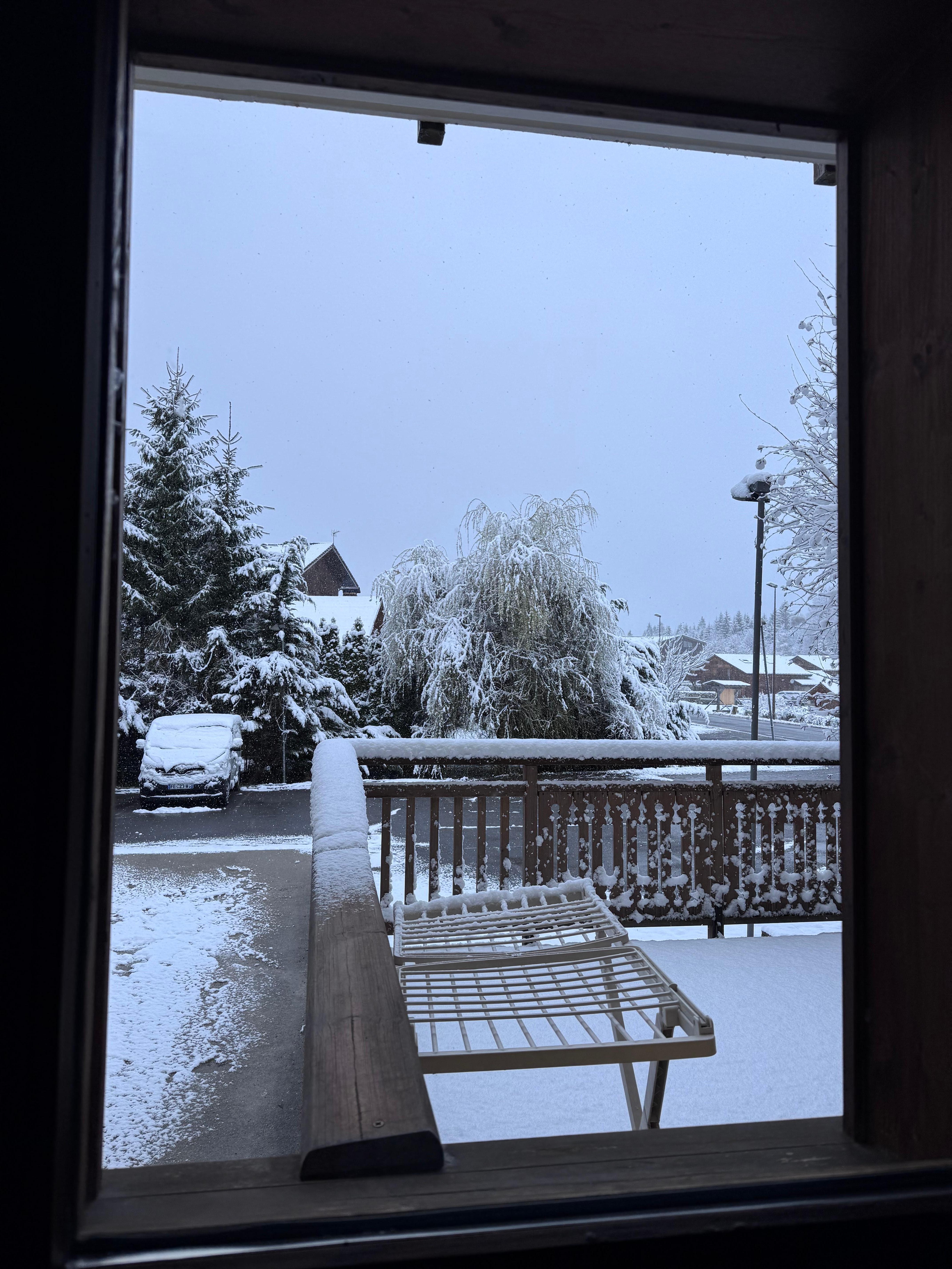View from the window towards the patio after some snow