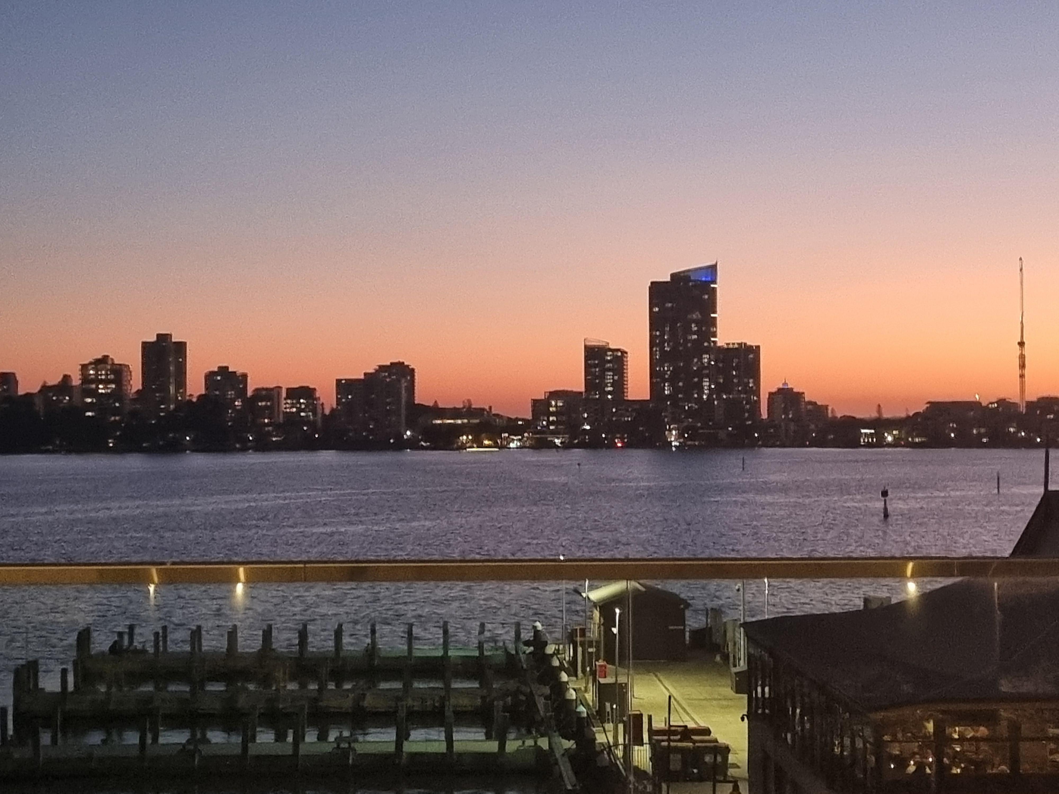 Sunset over the Swan River from hotel rooom