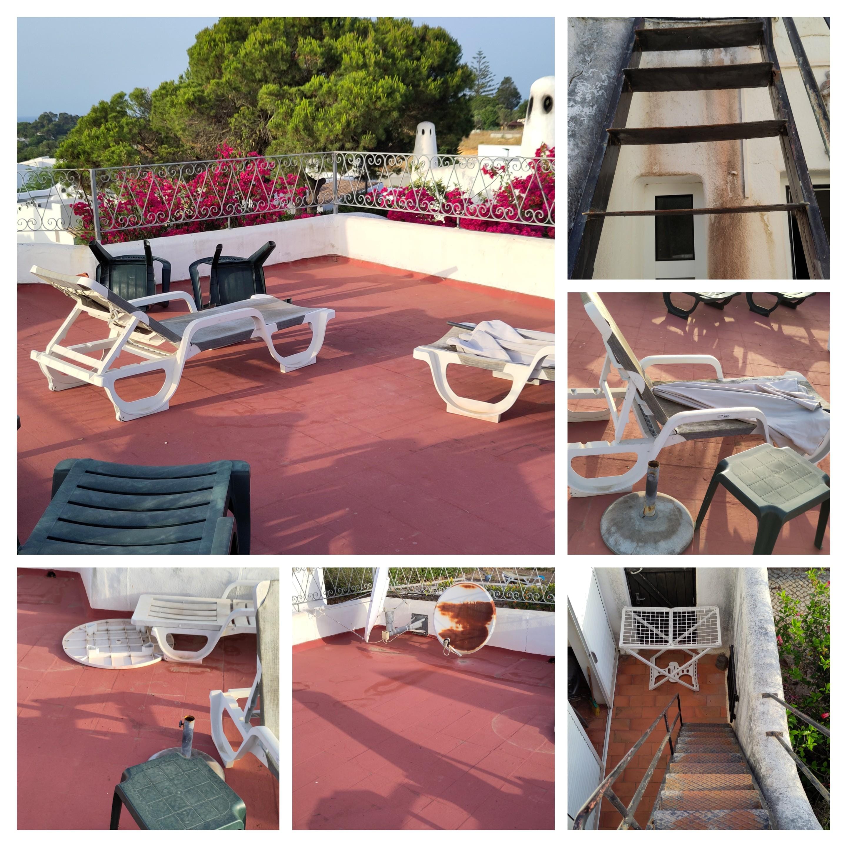 Terrassenaufgang und Zustand der Terrasse bei der Ankunft.