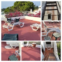 Terrassenaufgang und Zustand der Terrasse bei der Ankunft.