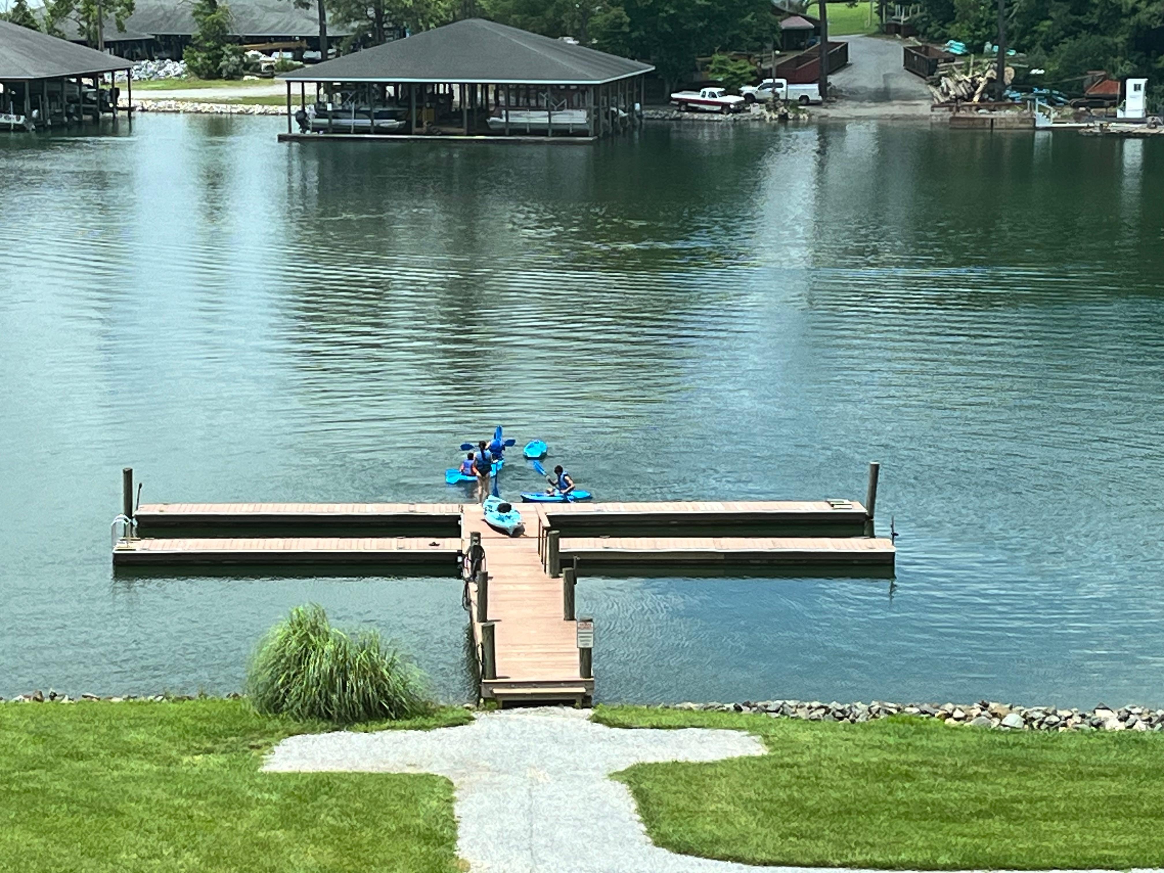View from the balcony. There were 4 kid kayaks. 