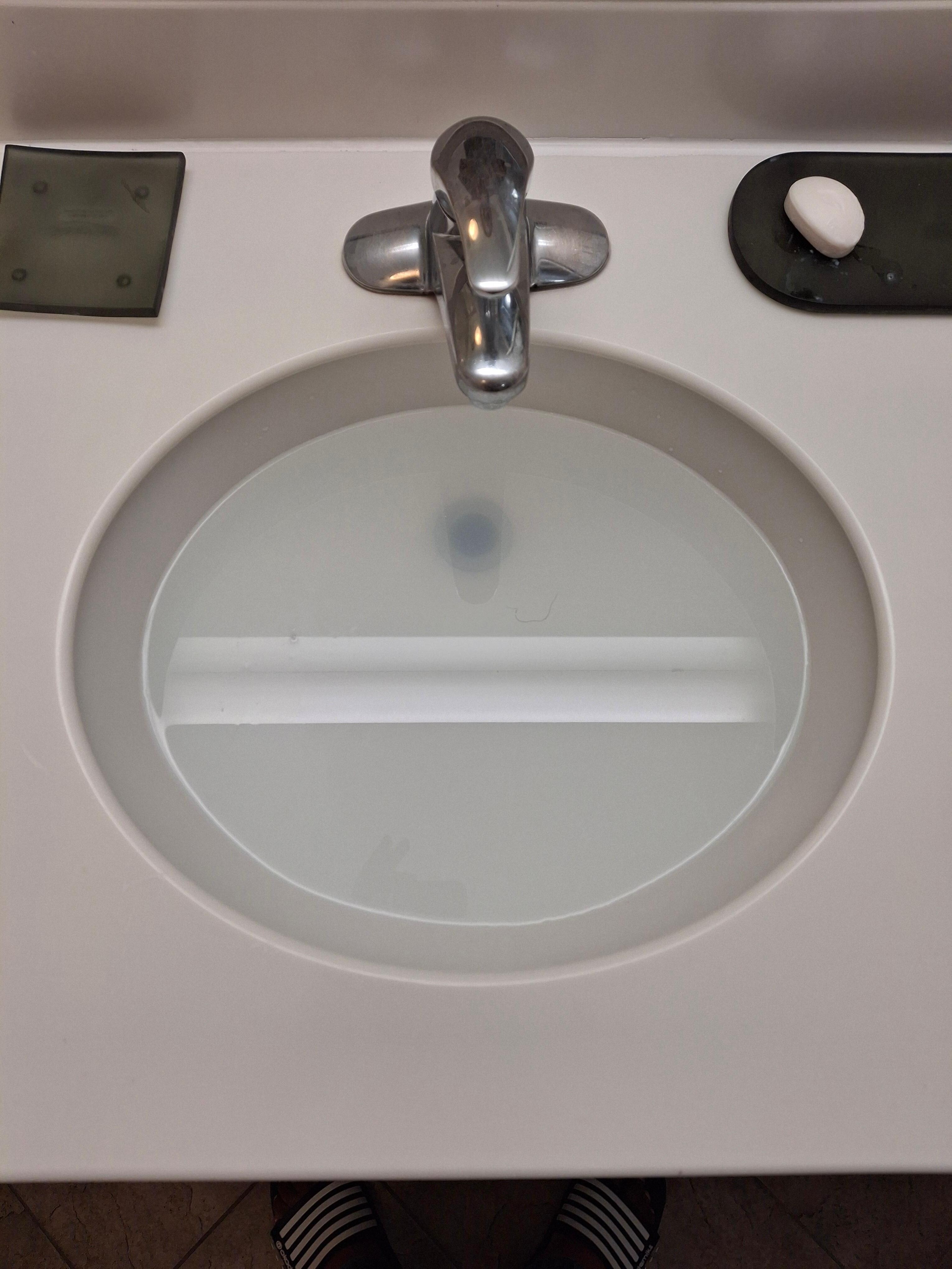 Blocked bathroom sink.