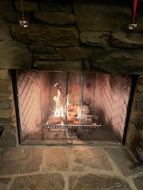 Cozy indoor fireplace