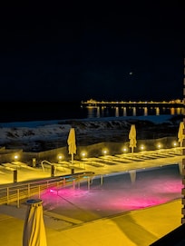 Night view was lovely looking away from the construction.