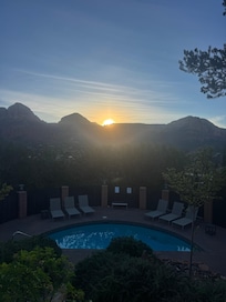 The perfect sunrise in the notch of the ridge