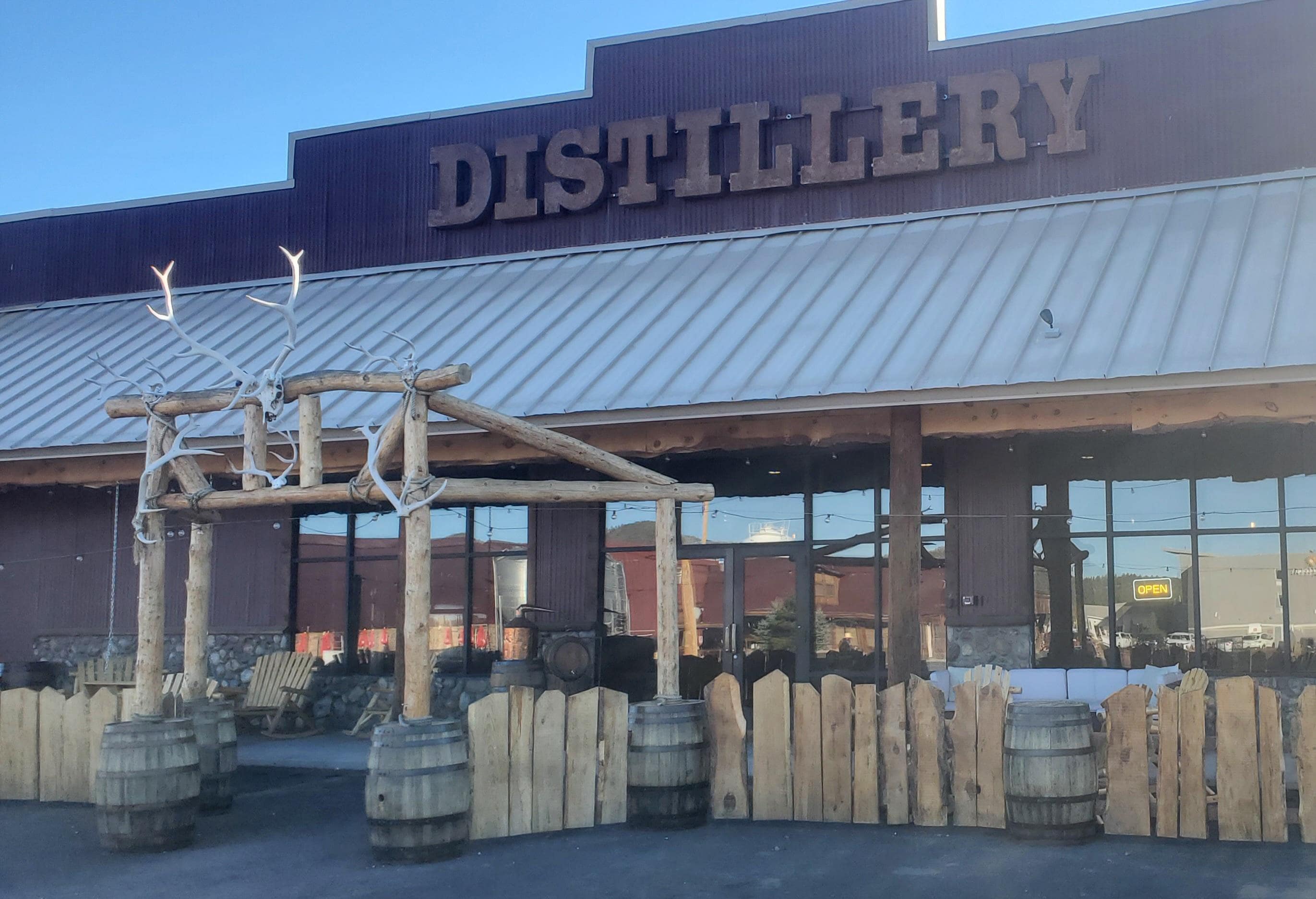 Across the parking lot