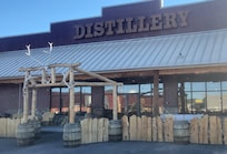 Across the parking lot