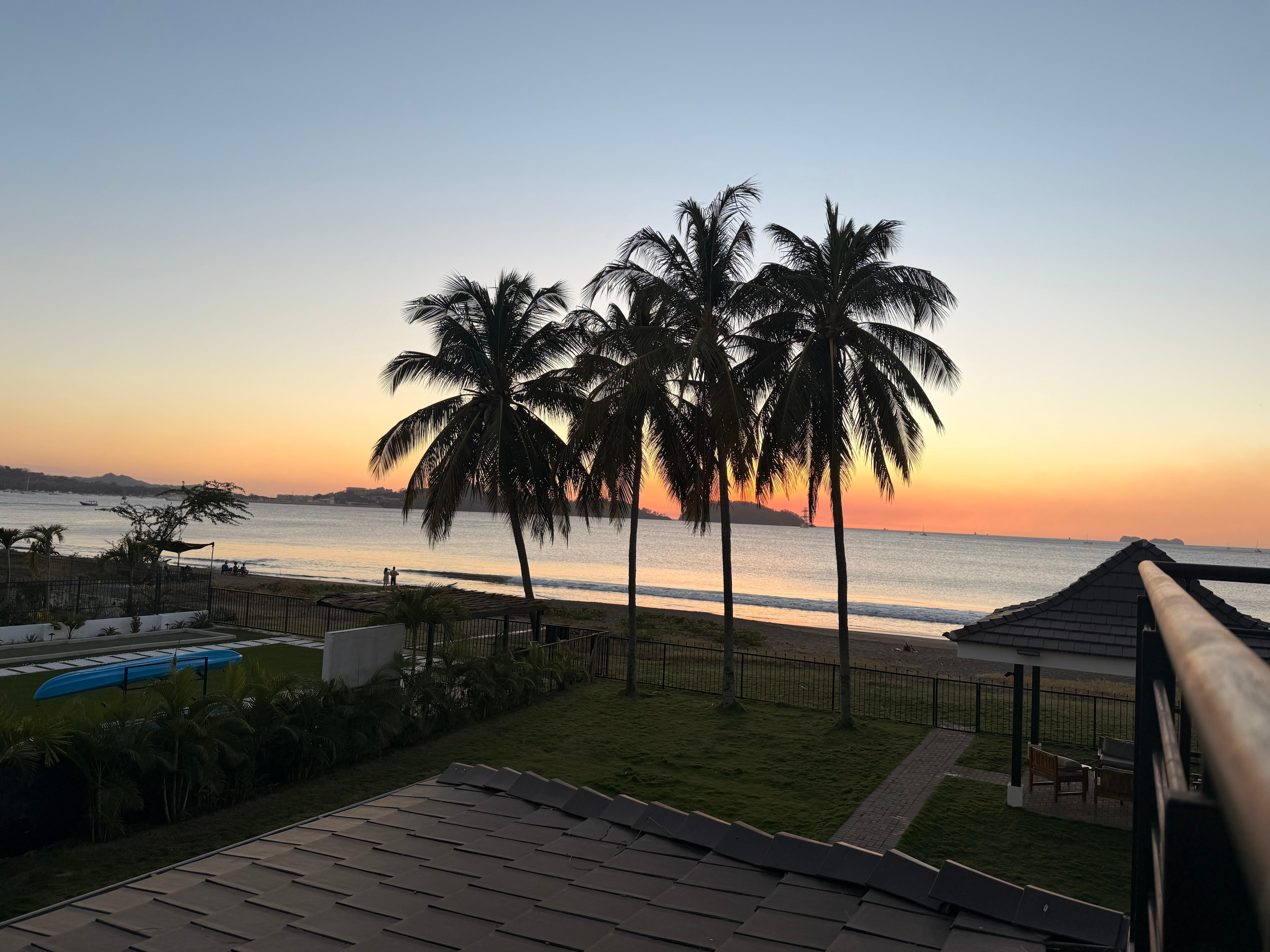 Sunset viewing on the upstairs balcony, where all 11 of us were able to site comfortably