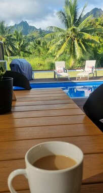Covered seated area to Enjoy the view by the pool